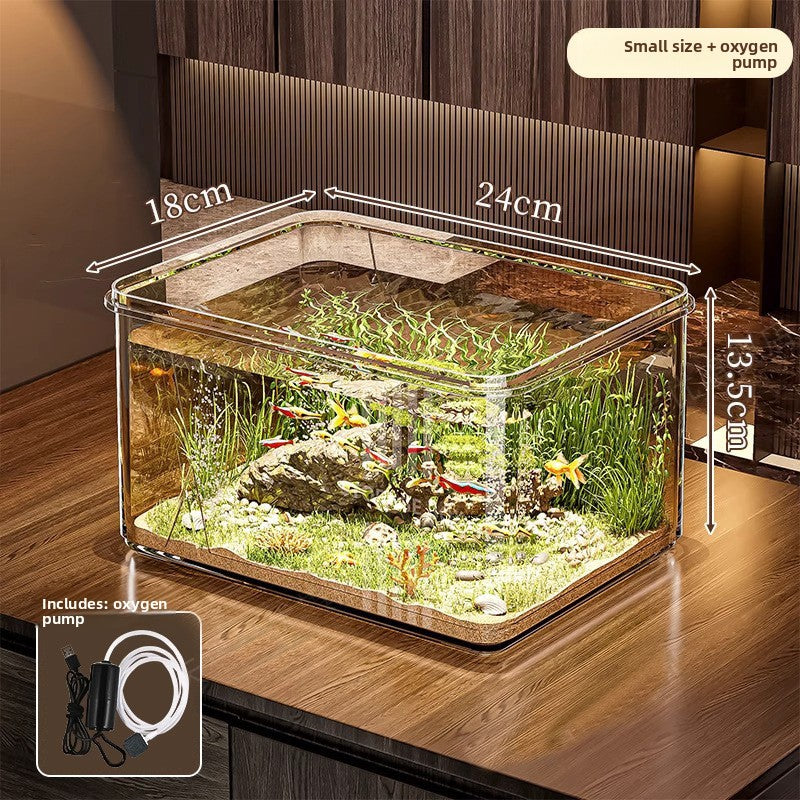 Clear shatterproof PET desktop fish tank for small fish, view 10