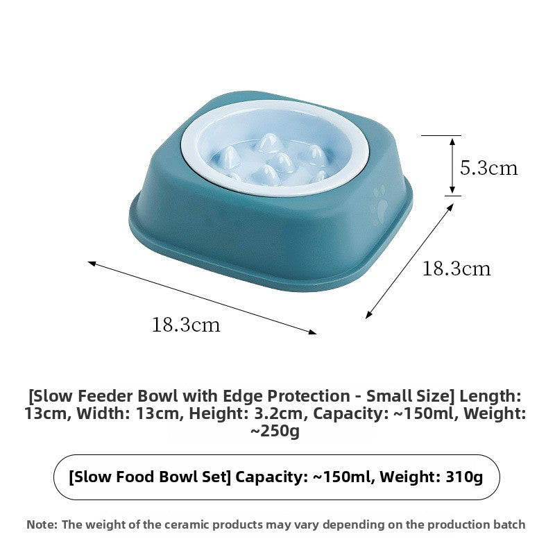Ceramic Slow Feeder Pet Bowl with Removable Yogurt Box and Non-Slip Base in Seven Colours