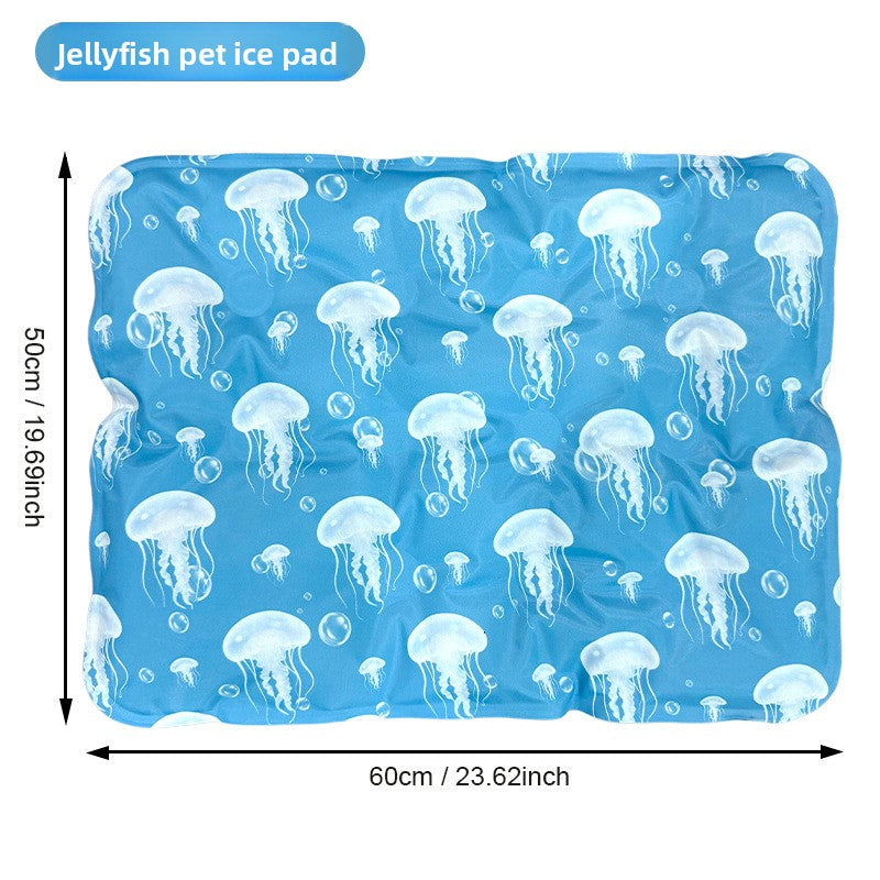 Ice silk PVC pet cooling mat, size 50 x 60cm Jellyfish
