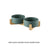 Green double ceramic pet bowl set with wooden stand
