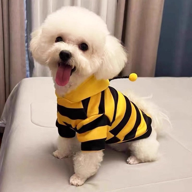 Yellow bee style fleece dog coat, in Yellow, sizes Small to Extra Large, image 3