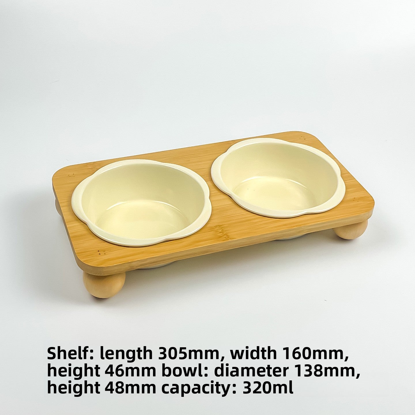 Slanted Ceramic Cat Bowl with Flower Design and Optional Stand for Neck Comfort