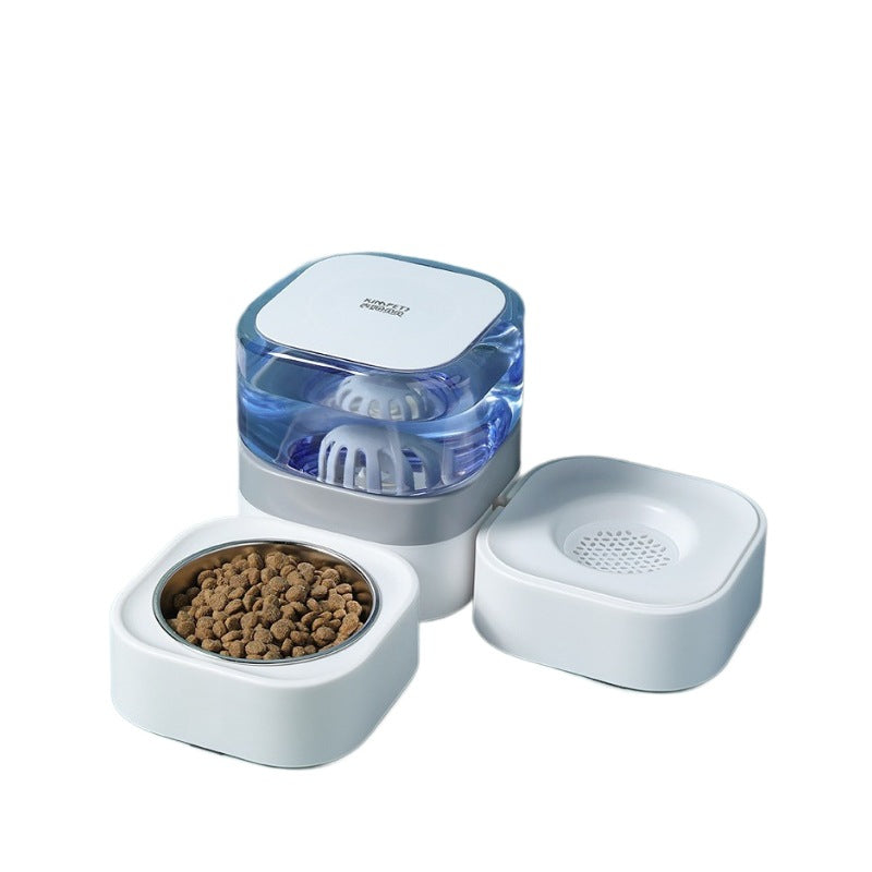 Elevated Double or Triple Pet Food and Water Bowl with Anti-Spill Base for Cats and Dogs