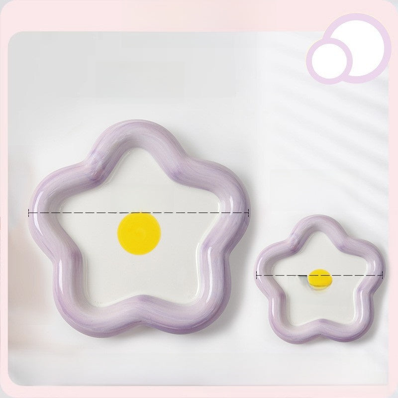 Glazed ceramic pet food plate with bear design in blue and pink, view 35