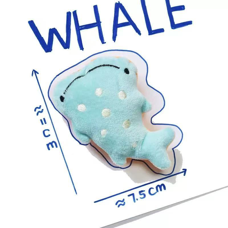 Blue whale shaped plush squeaky dog toy for puppies and small dogs - photo 17