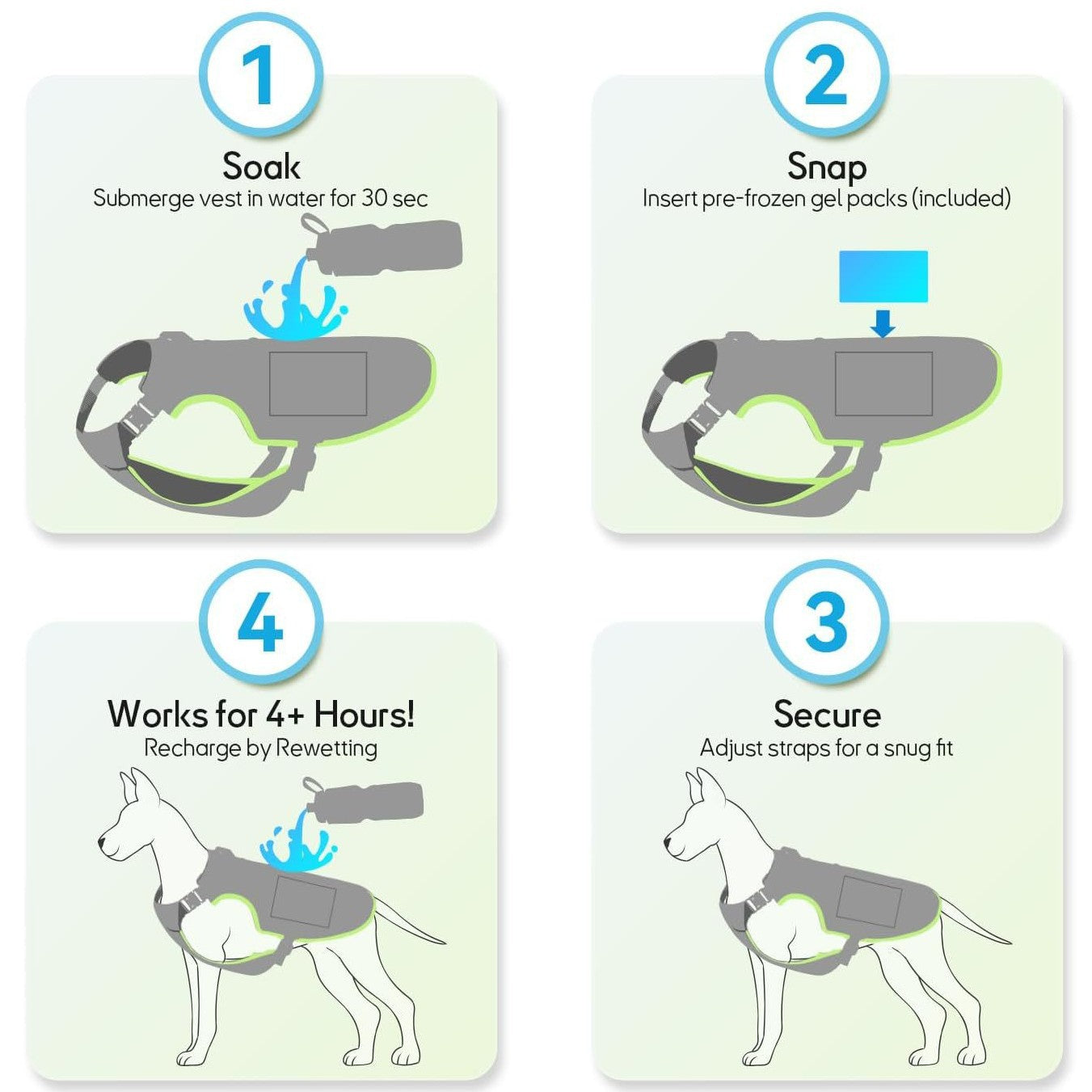 Green dual-layer mesh dog cooling vest with ice pack pocket, product image 4