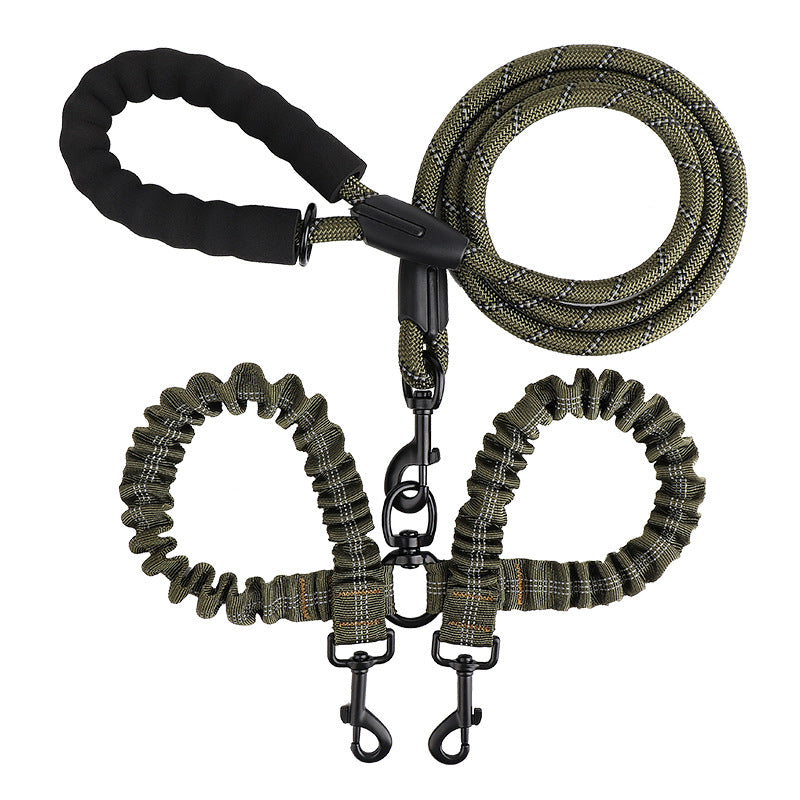 Double ended retractable lead for walking two dogs from one handle