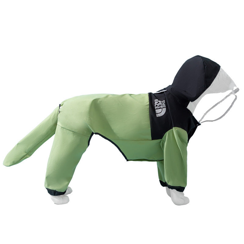 Four leg raincoats for large dogs in several styles