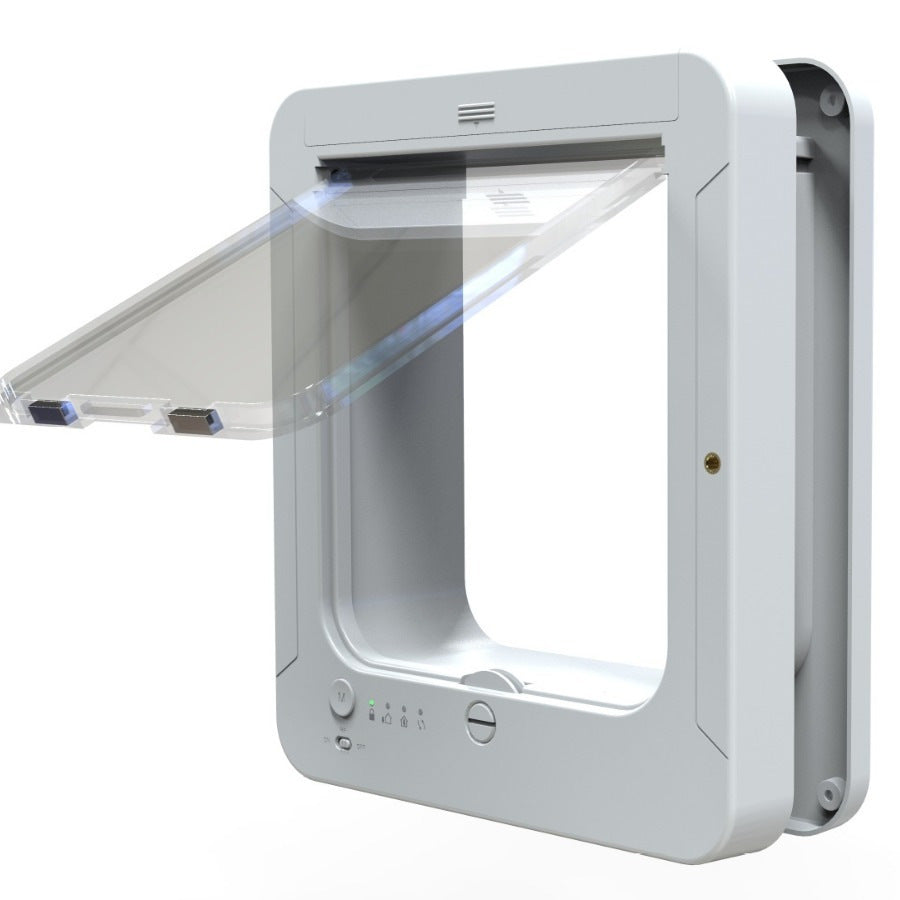 White sensor cat flap with tag keys and collars for selective entry, photo 4