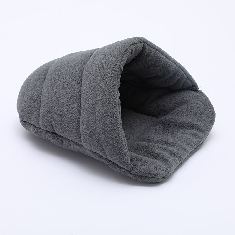 Slipper shaped grey pet bed for cats and small dogs, photo 5 of 6