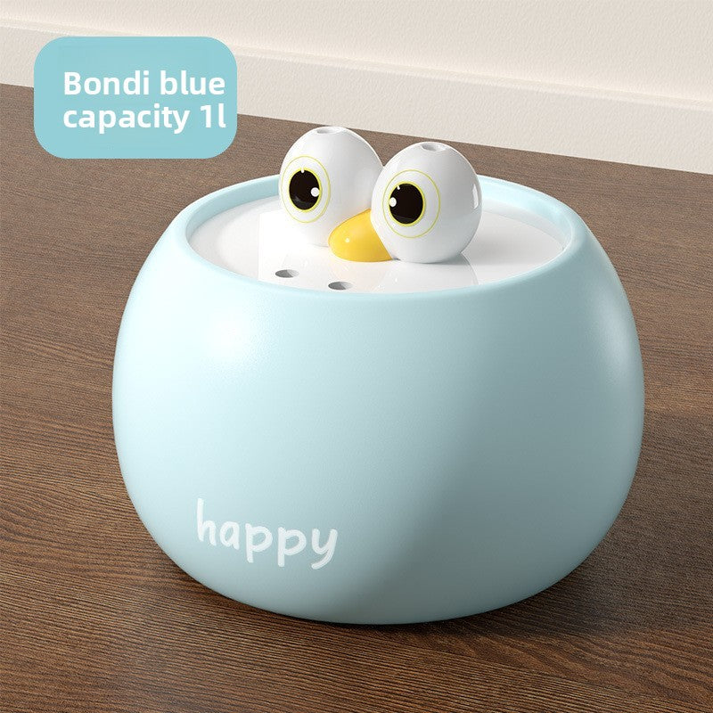 Ceramic Pet Water Fountain with Automatic Circulation and Kitten or Big Eyes Design