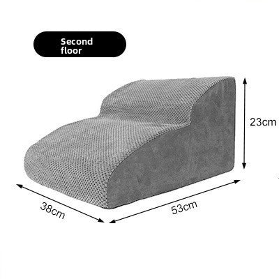 Grey 2 step foam dog stairs measuring 53 x 38 x 23cm