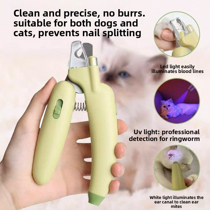 Banana Shaped LED Pet Nail Clipper with Safety Guard