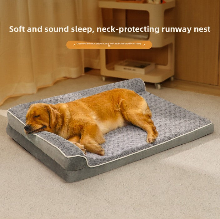 Supportive plush dog bed with removable mat, main product photo
