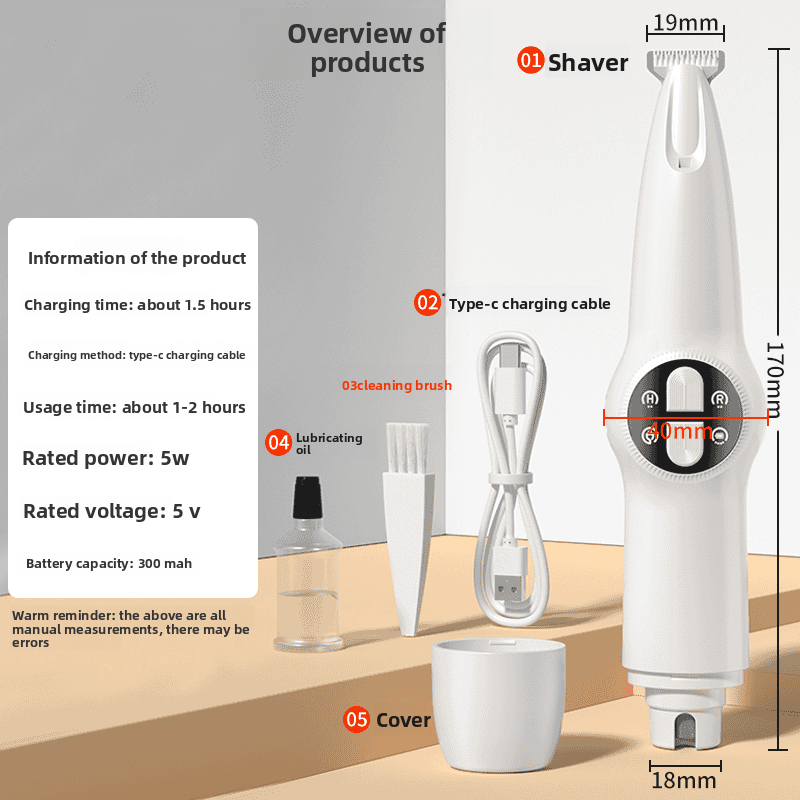 Pet Electric Hair Clipper with LED Light and Low Noise