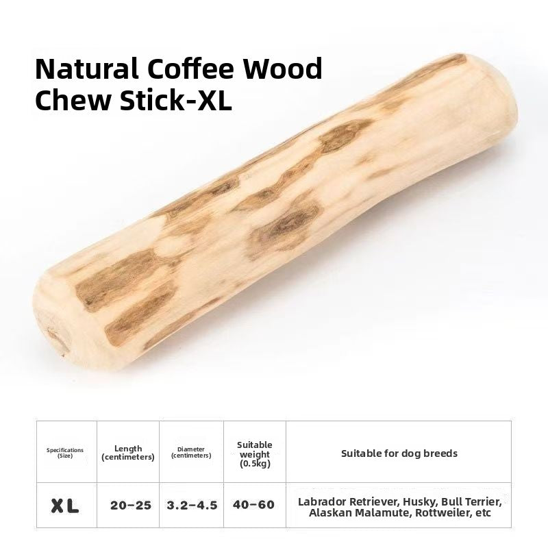 Natural coffee wood dog chew stick for small to large dogs, view 5
