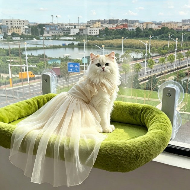Window suction cup cat hammock with soft faux fur bed, product image 3