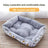 Enclosed kennel style pet bed with blue kitten print and velvet lining, photo 46