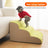 Washable anti-slip foam pet stairs in khaki fabric