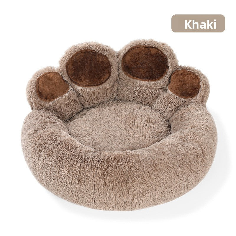 Bear Paw Pet Sofa Bed with Soft Long Plush for All Seasons