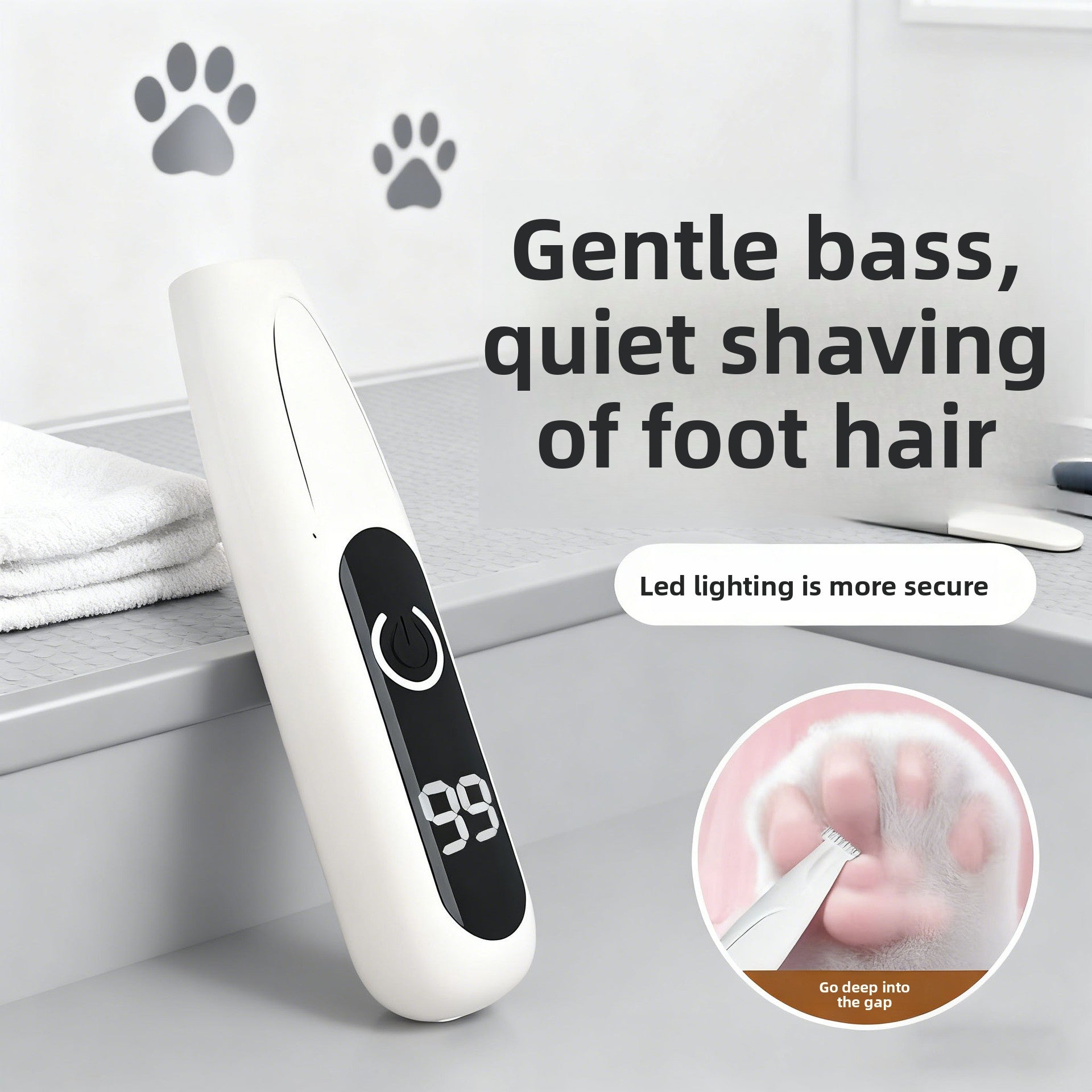 Waterproof Paw Trimmer with LED Display and Ceramic Blade for Pets