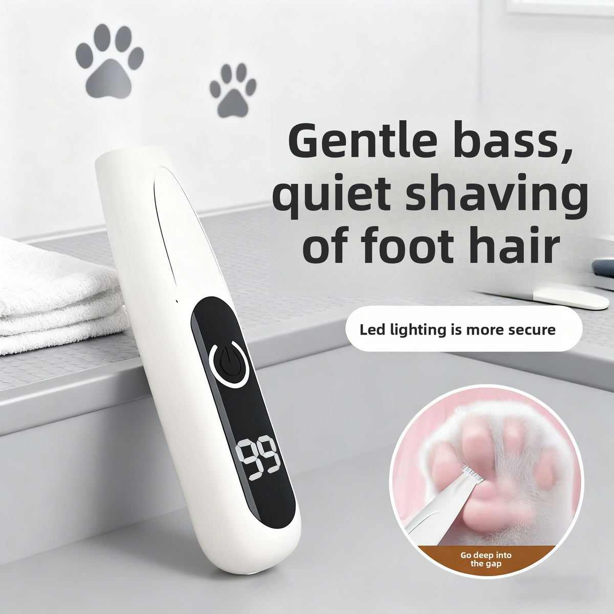 Waterproof Paw Trimmer with LED Display and Ceramic Blade for Pets