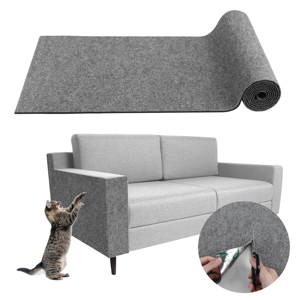 Self-Adhesive Cat Scratching Mat for Walls and Furniture Protection