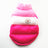 Colour block puffer dog coat with button front, in a home setting