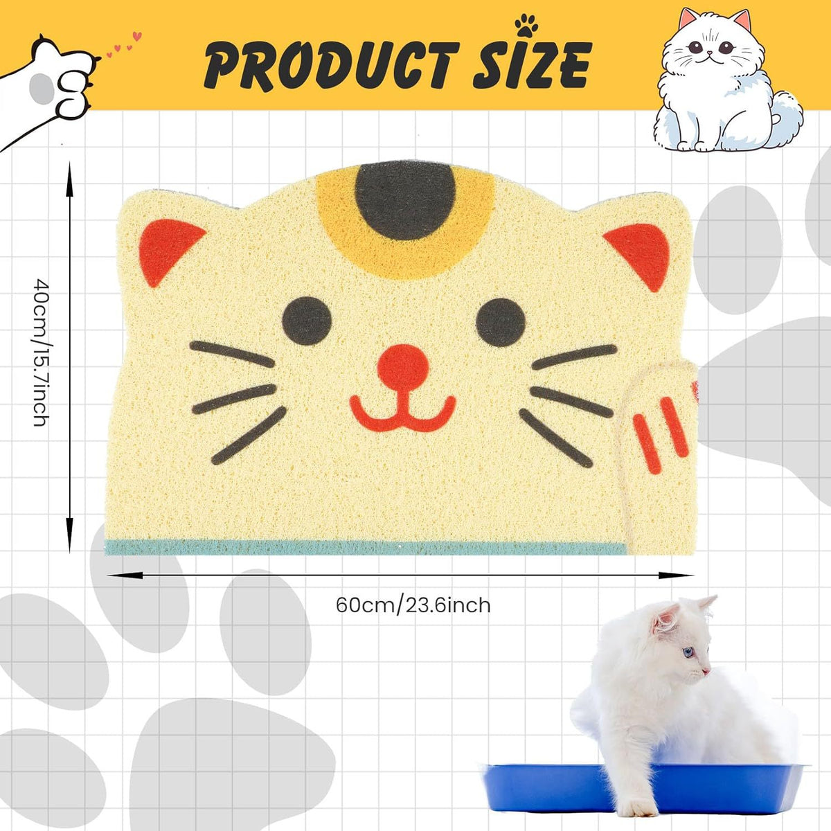 Coil Loop Cat Litter Trapping Mat, Washable Polyester Fibre