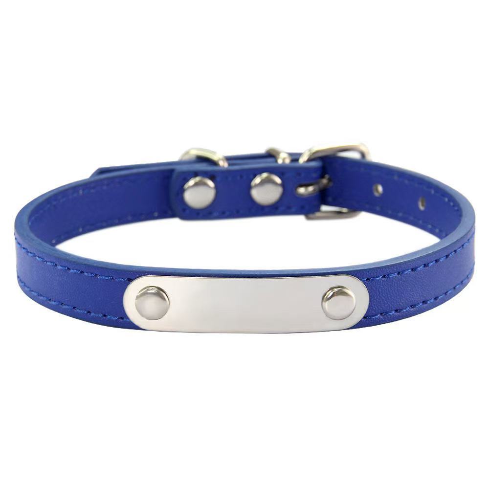 PU leather pet collar with ID tag and bell in Pink, showing size and shape