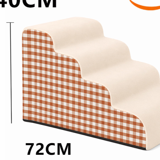 Pet ramp stairs with removable washable cover in Off-White 4 Step Upgraded Plus