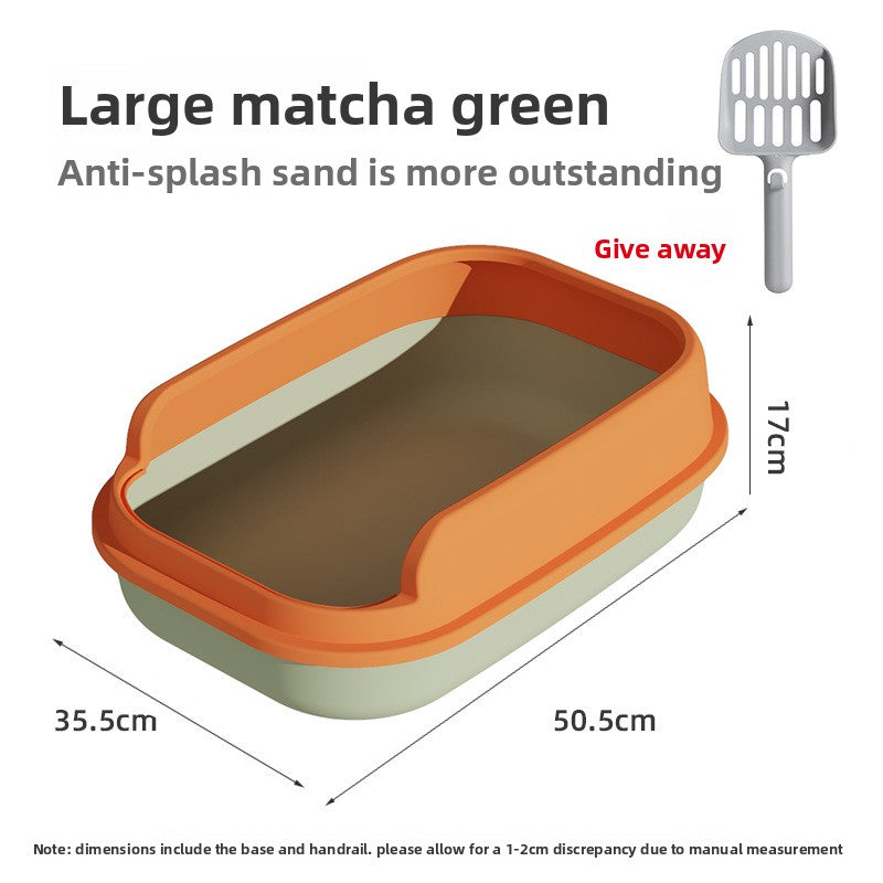 Semi-Enclosed Cat Litter Box with High Walls and Easy Access