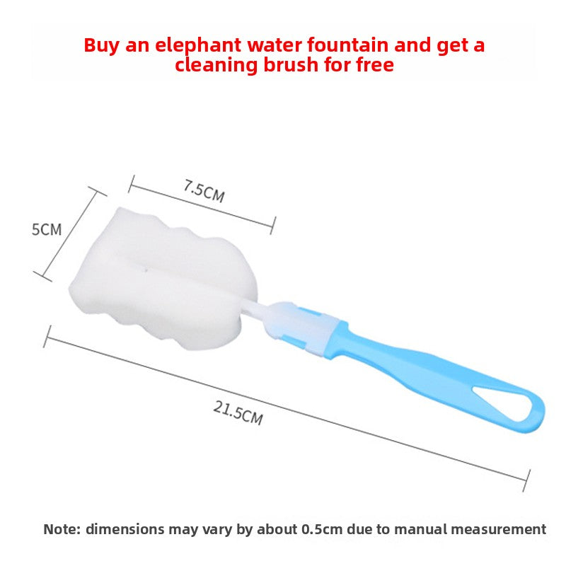 Ceramic Elephant Cat Water Dispenser with Glass Bottle and No-Wet Chin Design