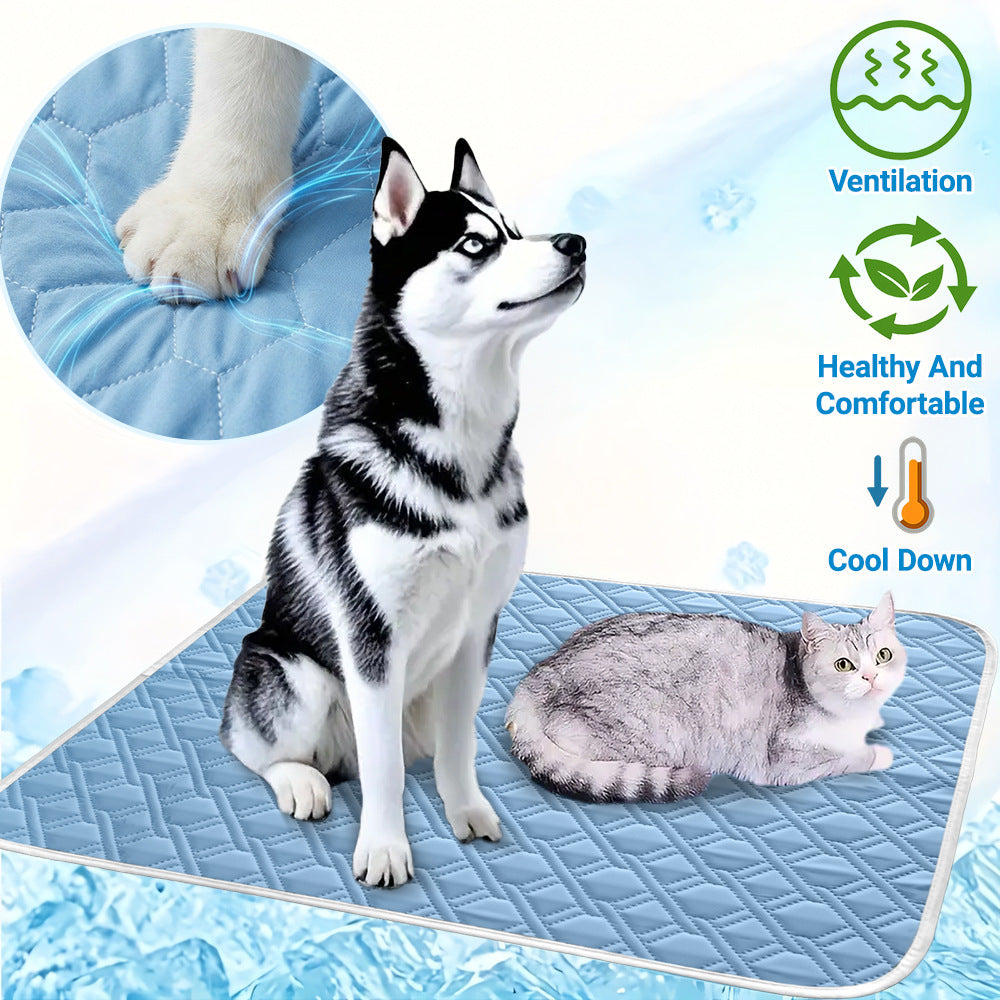 Ice silk cooling dog mat in lake blue, photo 3 of 10