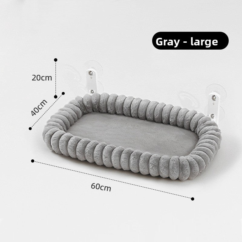 Foldable plush cat window bed with suction cups and frame, view 5 of 6
