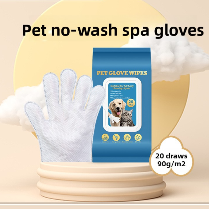 Pet Grooming Wipes and Disposable Gloves Kit for Cats and Dogs