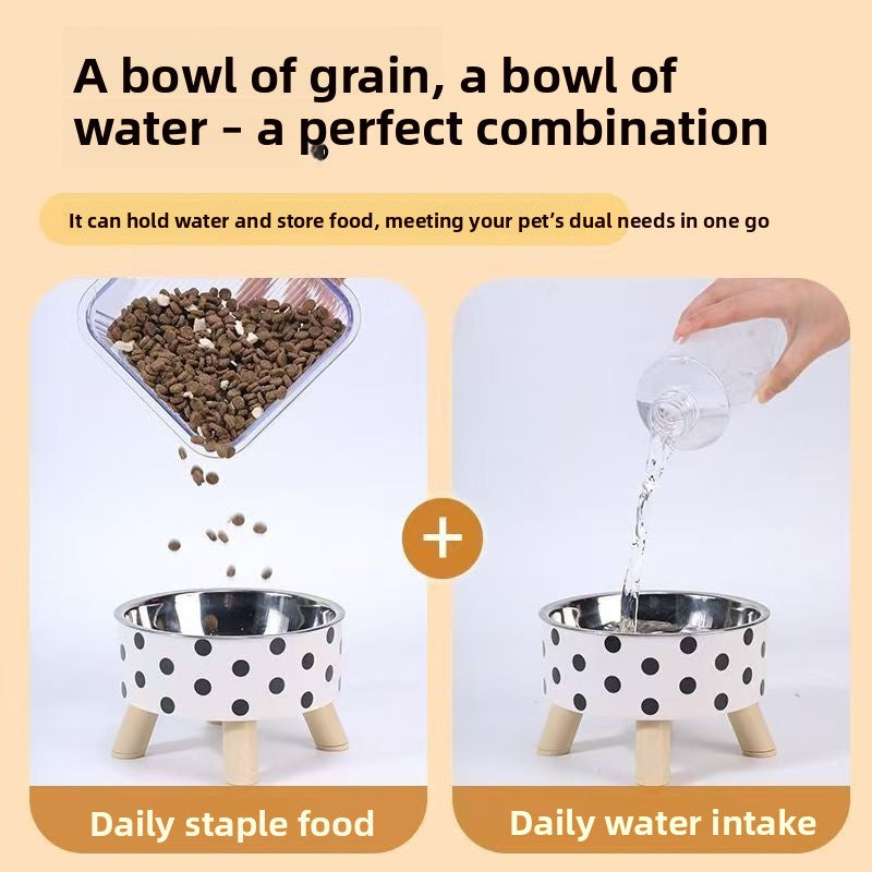Elevated Pet Food Bowl with Stainless Steel Insert