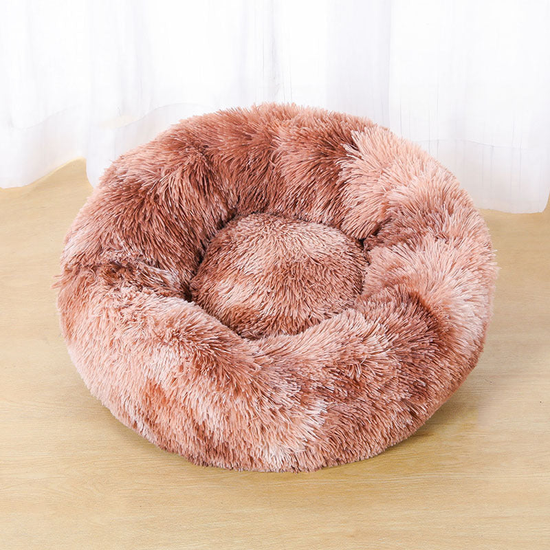 Tie Dye Round Plush Pet Bed for Cats and Small Dogs