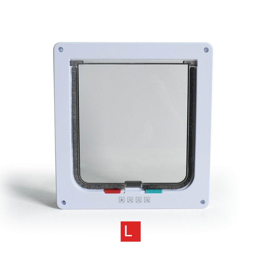 White lockable cat flap with 4-way locking dial, photo 6