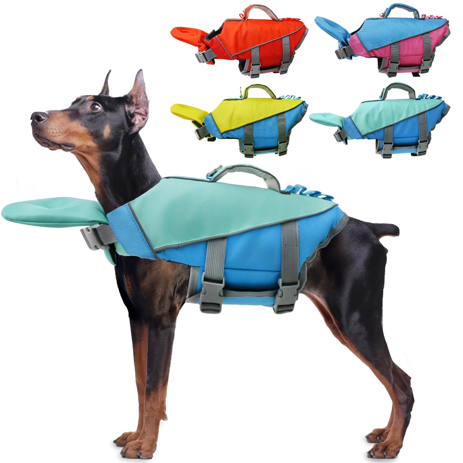 Reflective two-tone dog life jacket for swimming and boating, product image 1