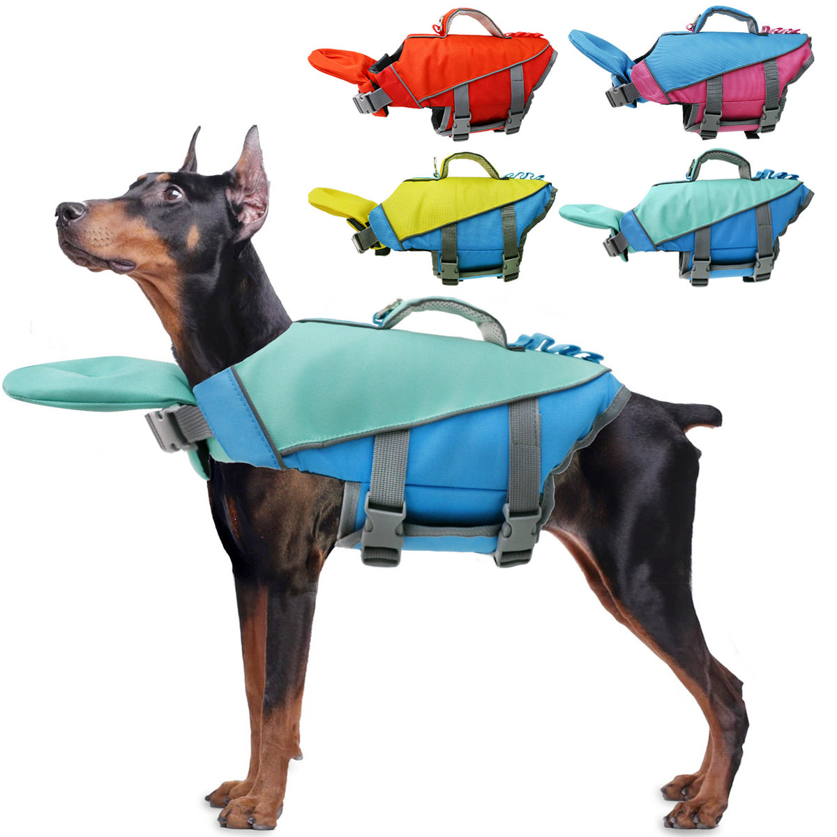 Reflective two-tone dog life jacket for swimming and boating, product image 1
