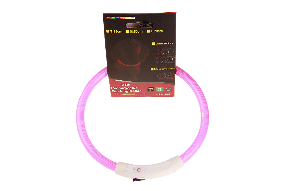 Light strip and fibre optic LED collars in bright colours