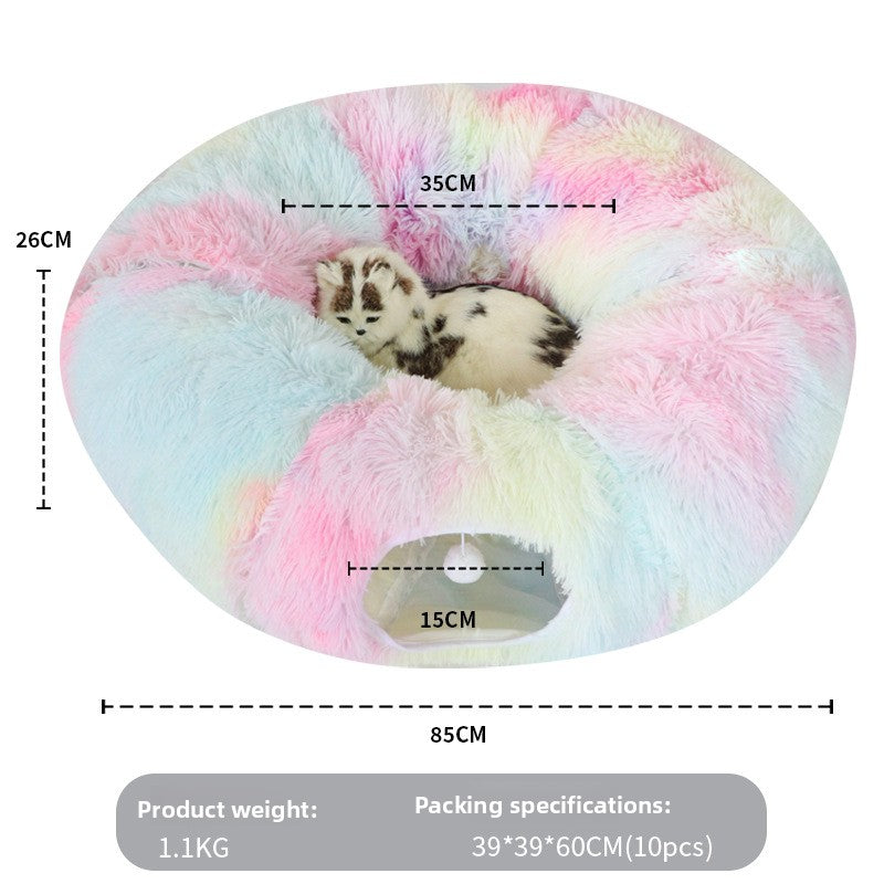 Plush PV fleece cat tunnel nest with removable cushion, view 12