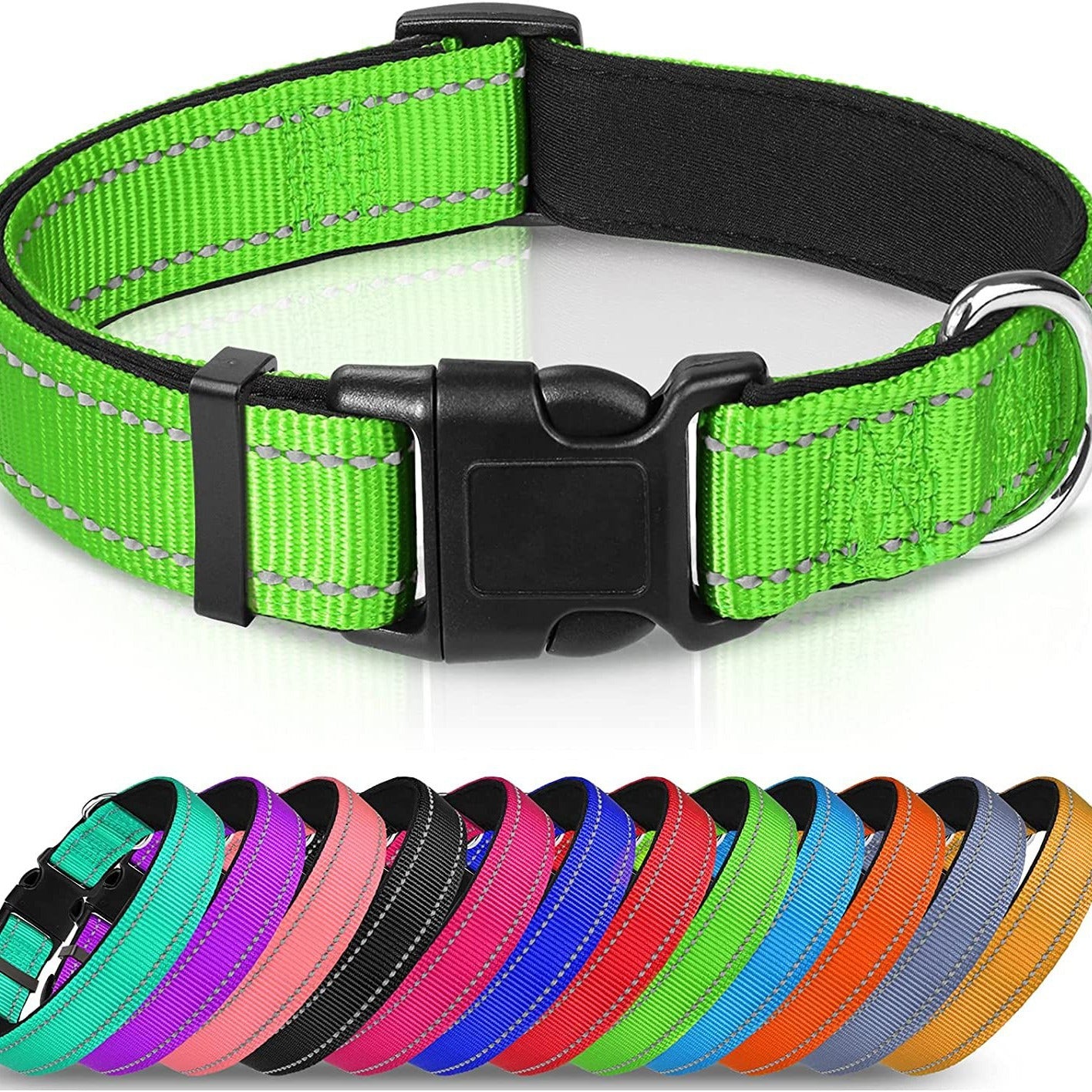 Adjustable buckle pet collar in bright colours for dogs, view 3
