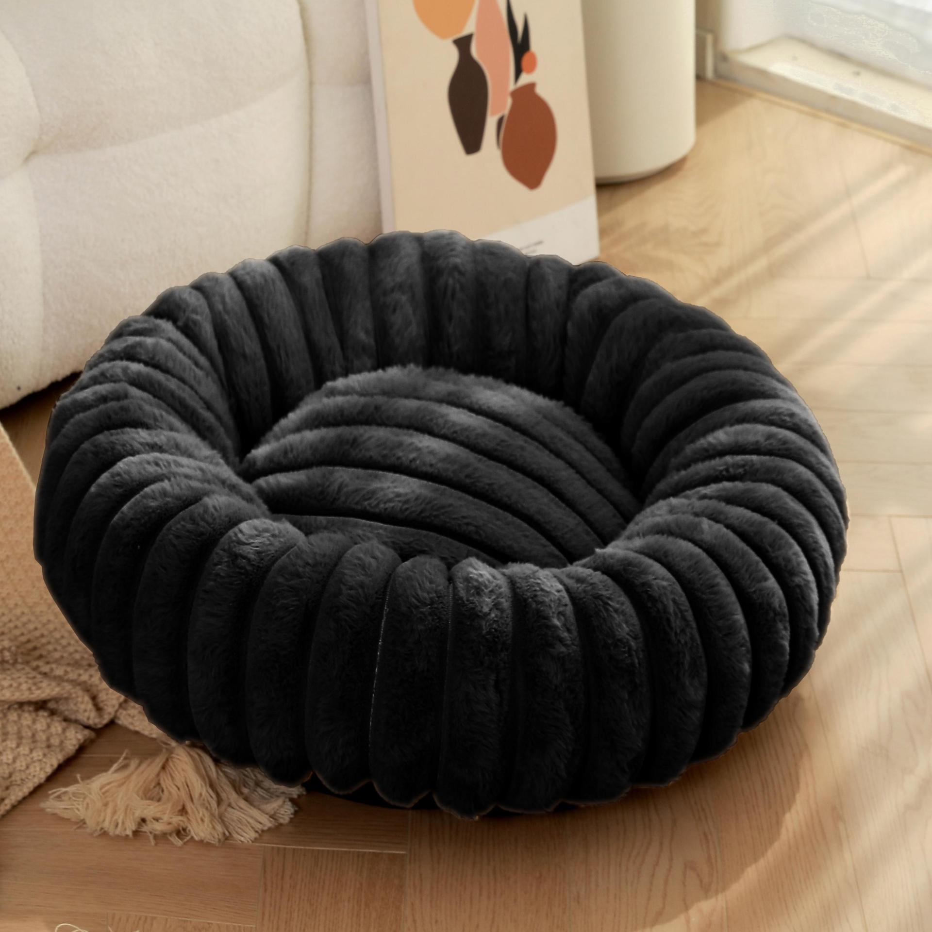 Plush round faux fur pet nest for cats, photo 47 of 80