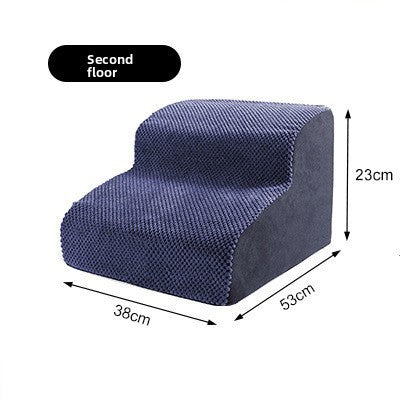 Navy Blue 2 step foam dog stairs measuring 53 x 38 x 23cm