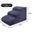 Navy Blue compact 3 step foam dog stairs measuring 58 x 31 x 28cm