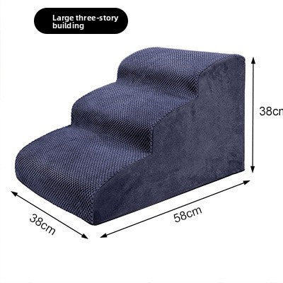 Navy Blue 3 step foam dog stairs measuring 60 x 40 x 40cm