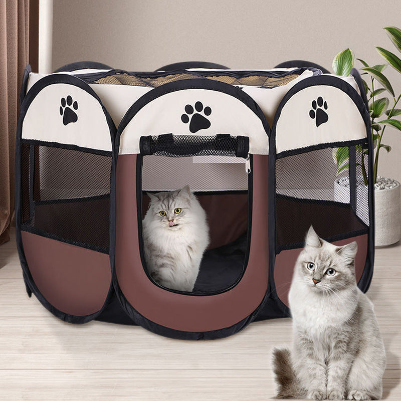 Foldable mesh pet playpen tent, alternative angle view