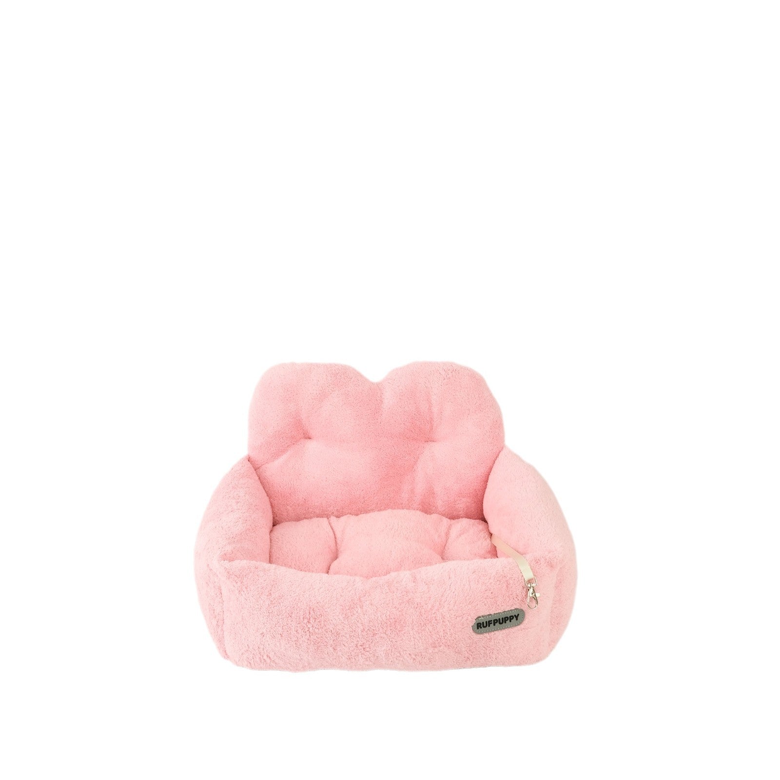 Square plush pet bed with removable cushion, product detail photo